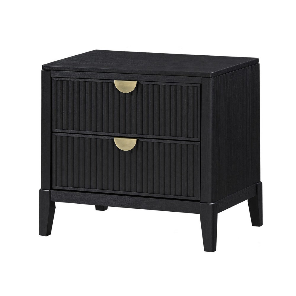 King Bedroom Set | Black & Gold | 2 Piece Set with Nightst&