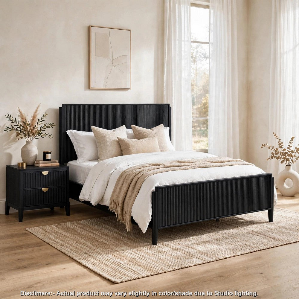 King Bedroom Set | Black & Gold | 2 Piece Set with Nightst&
