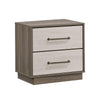 King Bedroom Set, Storage Gray and Nickel, 2 Piece Set with Nightstand