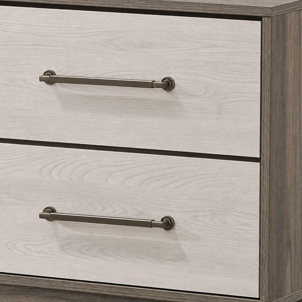 King Bedroom Set, Storage Gray and Nickel, 2 Piece Set with Nightstand