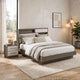 King Bedroom Set, Storage Gray and Nickel, 2 Piece Set with Nightstand