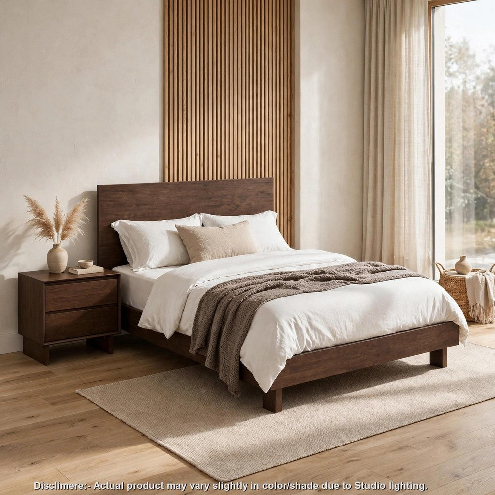 Queen Bedroom Set, Brown, 2 Piece Set with Nightstand