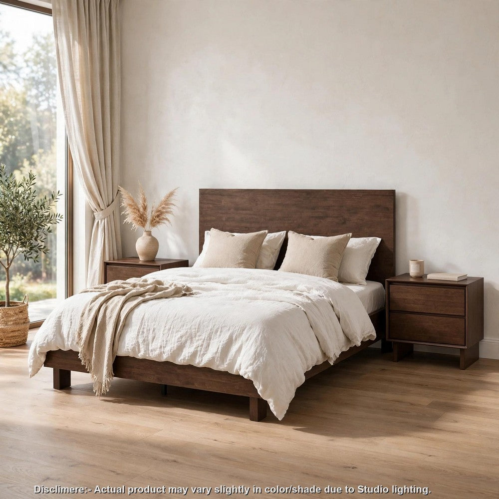 Queen Bedroom Set, Brown, 3 Piece Set with 2 Nightstands