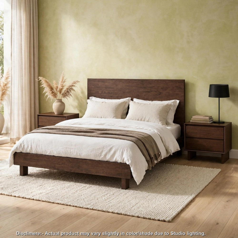 Queen Bedroom Set, Brown, 3 Piece Set with 2 Nightstands