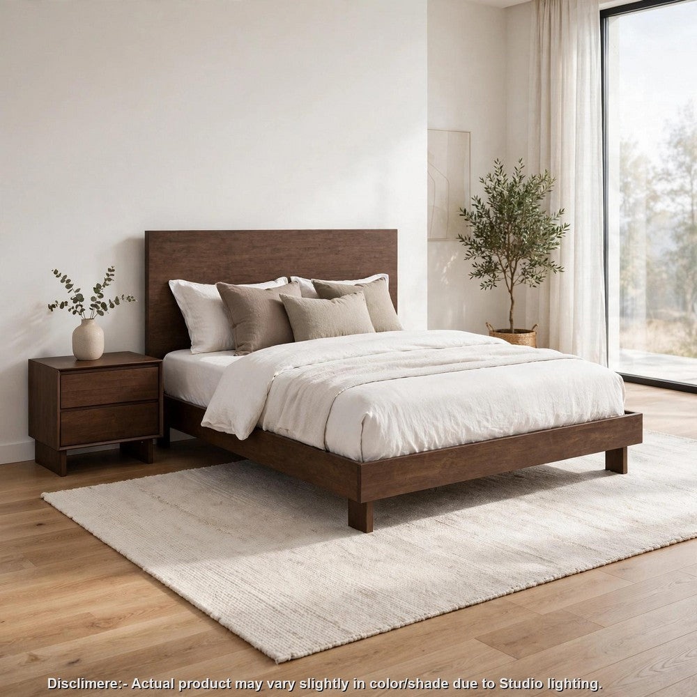 King Bedroom Set, Brown, 2 Piece Set with Nightstand