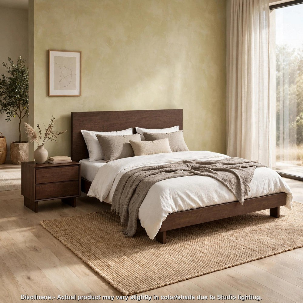 King Bedroom Set, Brown, 2 Piece Set with Nightstand