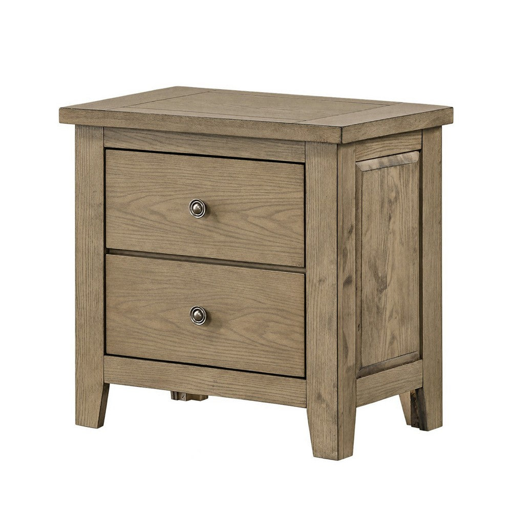 Queen Bedroom Set, Vineyard Oak Brown, 2 Piece Set with Nightstand