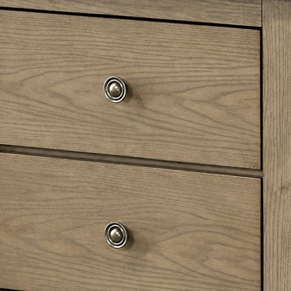 Queen Bedroom Set, Vineyard Oak Brown, 2 Piece Set with Nightstand