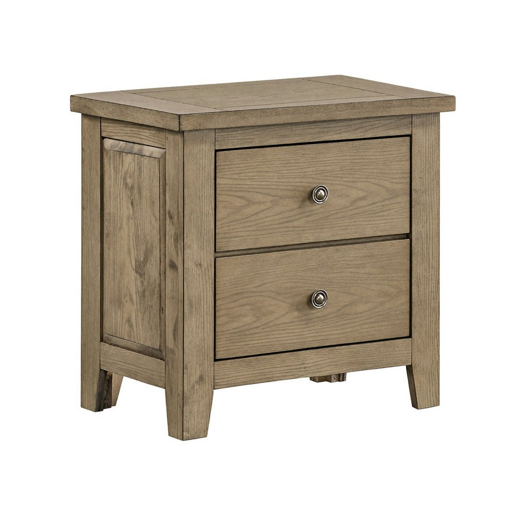 Queen Bedroom Set, Vineyard Oak Brown, 3 Piece Set with 2 Nightstands