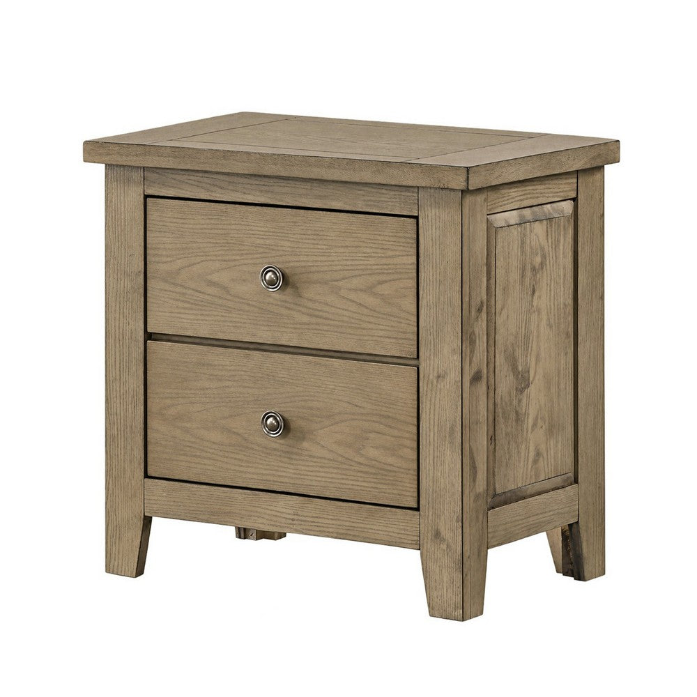 Queen Bedroom Set, Vineyard Oak Brown, 3 Piece Set with 2 Nightstands