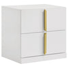 Queen Bedroom Set, Gray, Gold, and White, 2 Piece Set with Nightstand