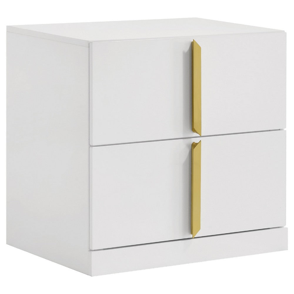 Queen Bedroom Set, Gray, Gold, and White, 2 Piece Set with Nightstand