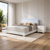 King Bedroom Set, White, 2 Piece Set with Nightstand