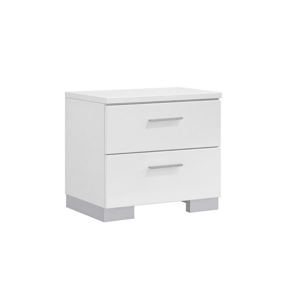 King Bedroom Set, White, 3 Piece Set with 2 Nightstands