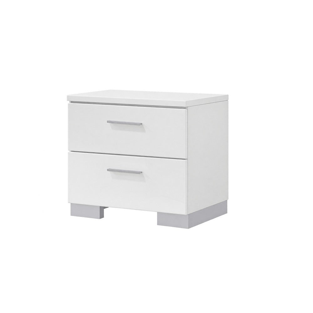 King Bedroom Set, White, 3 Piece Set with 2 Nightstands