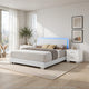 King Bedroom Set, White, 3 Piece Set with 2 Nightstands