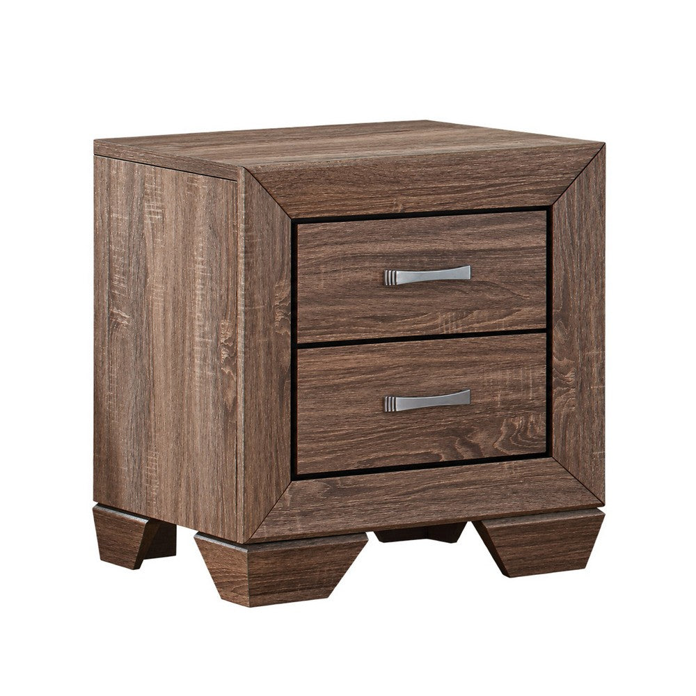 King Bedroom Set, Storage Brown, 2 Piece Set with Nightstand
