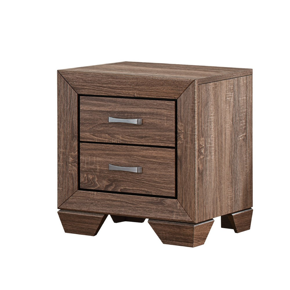 King Bedroom Set, Storage Brown, 2 Piece Set with Nightstand