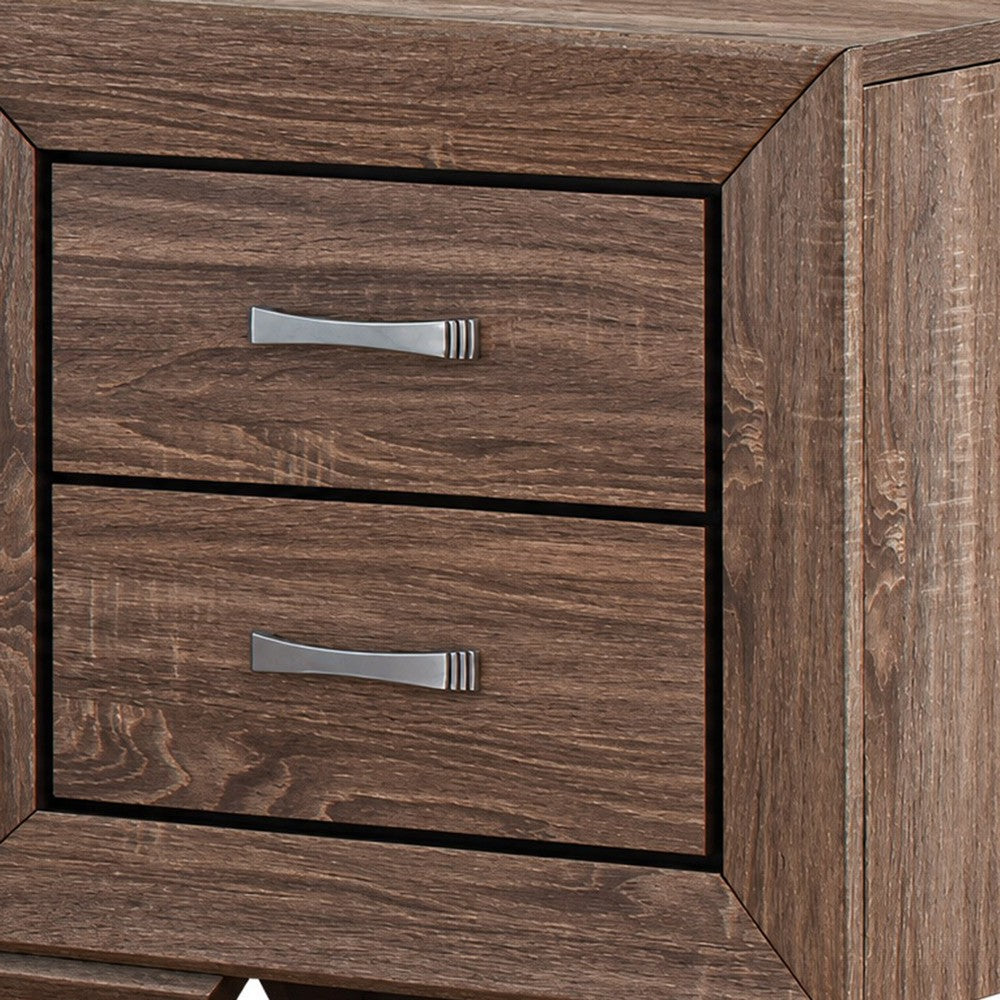 King Bedroom Set, Storage Brown, 2 Piece Set with Nightstand
