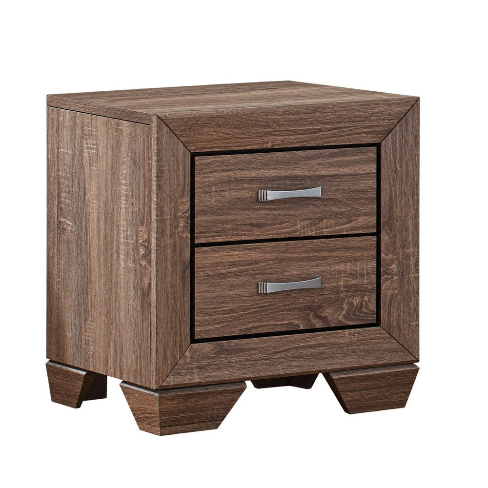 King Bedroom Set, Storage Brown, 3 Piece Set with 2 Nightstands