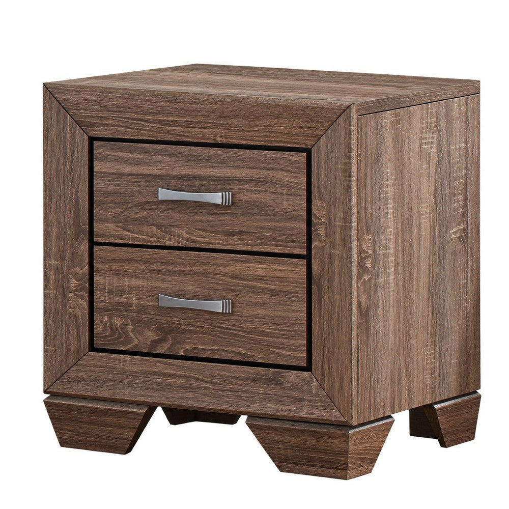 King Bedroom Set, Storage Brown, 3 Piece Set with 2 Nightstands