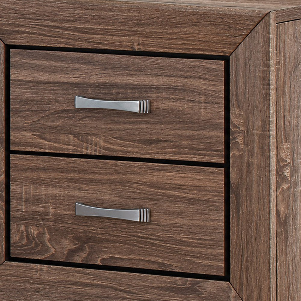 King Bedroom Set, Storage Brown, 3 Piece Set with 2 Nightstands