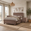 King Bedroom Set, Storage Brown, 3 Piece Set with 2 Nightstands