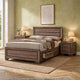 King Bedroom Set, Storage Brown, 3 Piece Set with 2 Nightstands