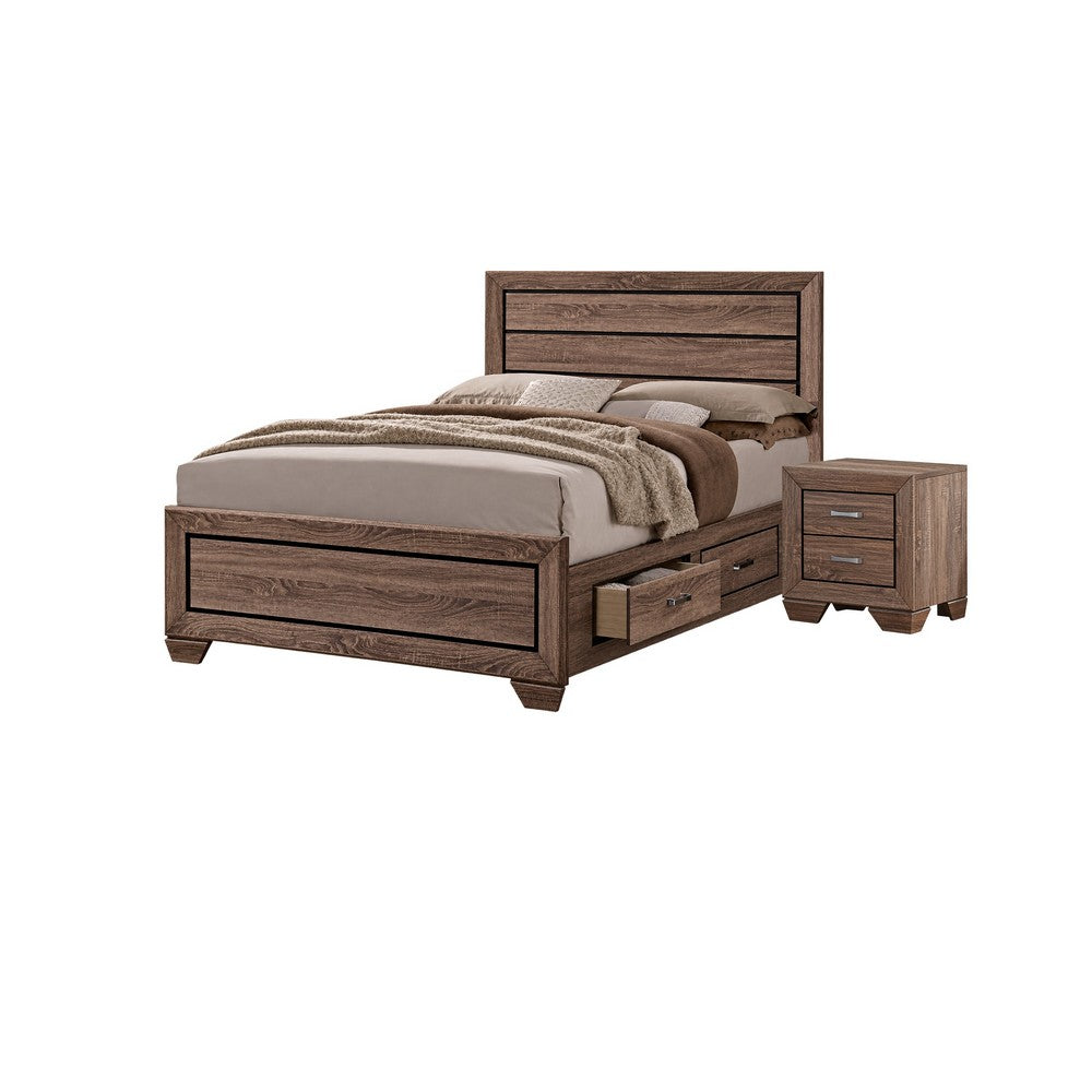 Queen Bedroom Set | Brown | 2 Piece Set with Nightst&