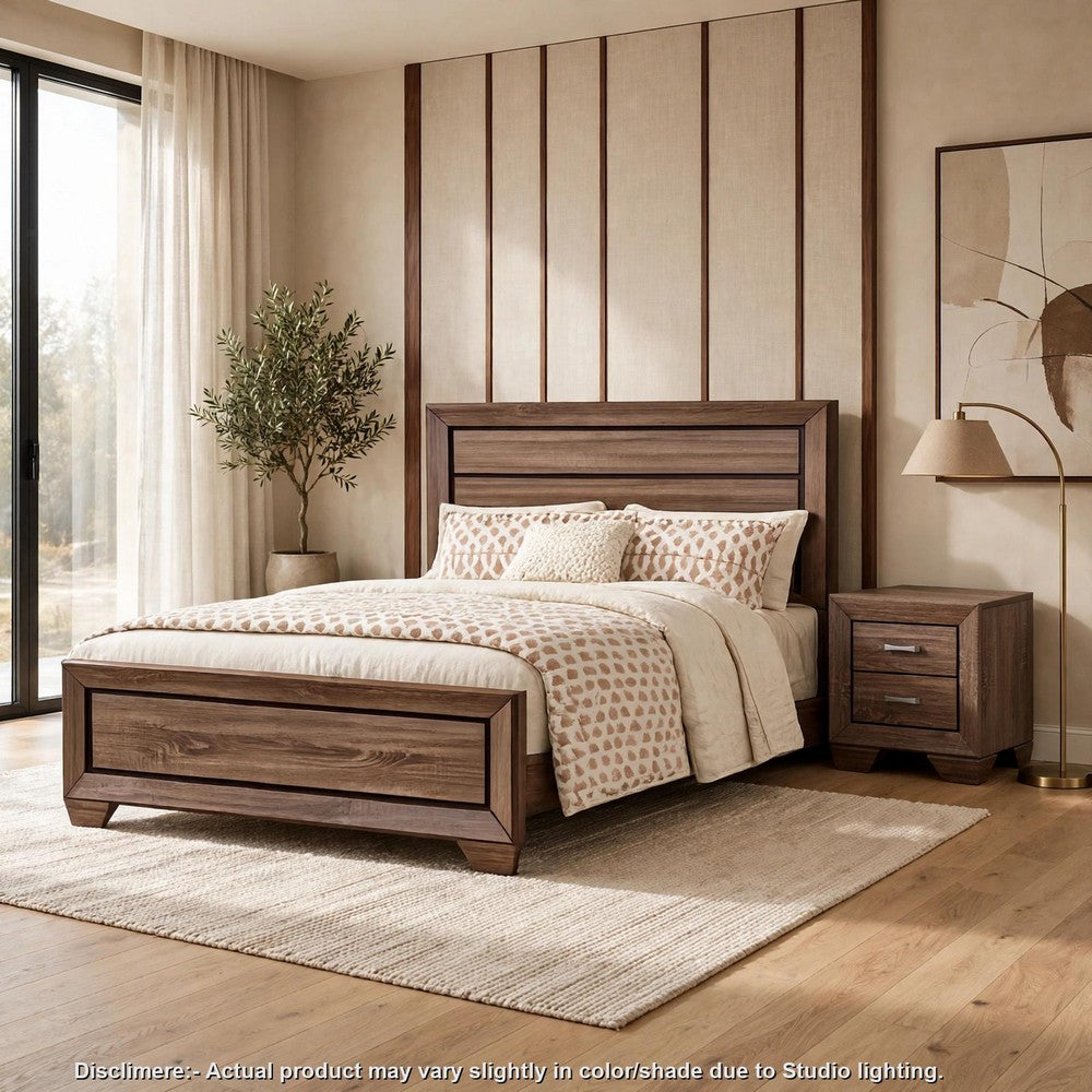 King Bedroom Set | Brown | 2 Piece Set with Nightst&