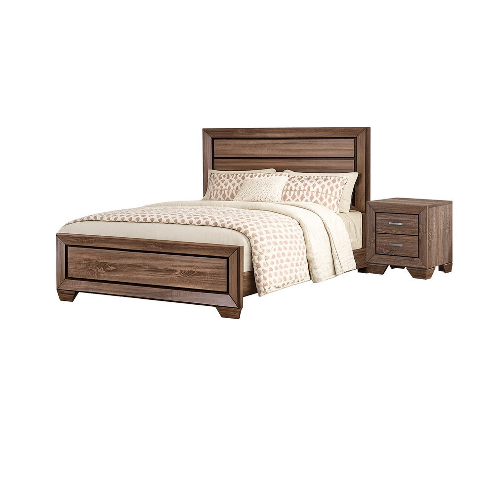 Queen Bedroom Set | Brown | 2 Piece Set with Nightst&