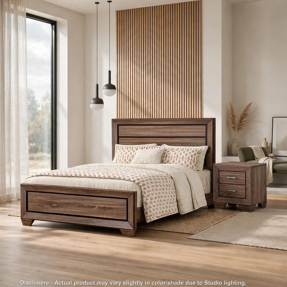 Queen Bedroom Set | Brown | 2 Piece Set with Nightst&