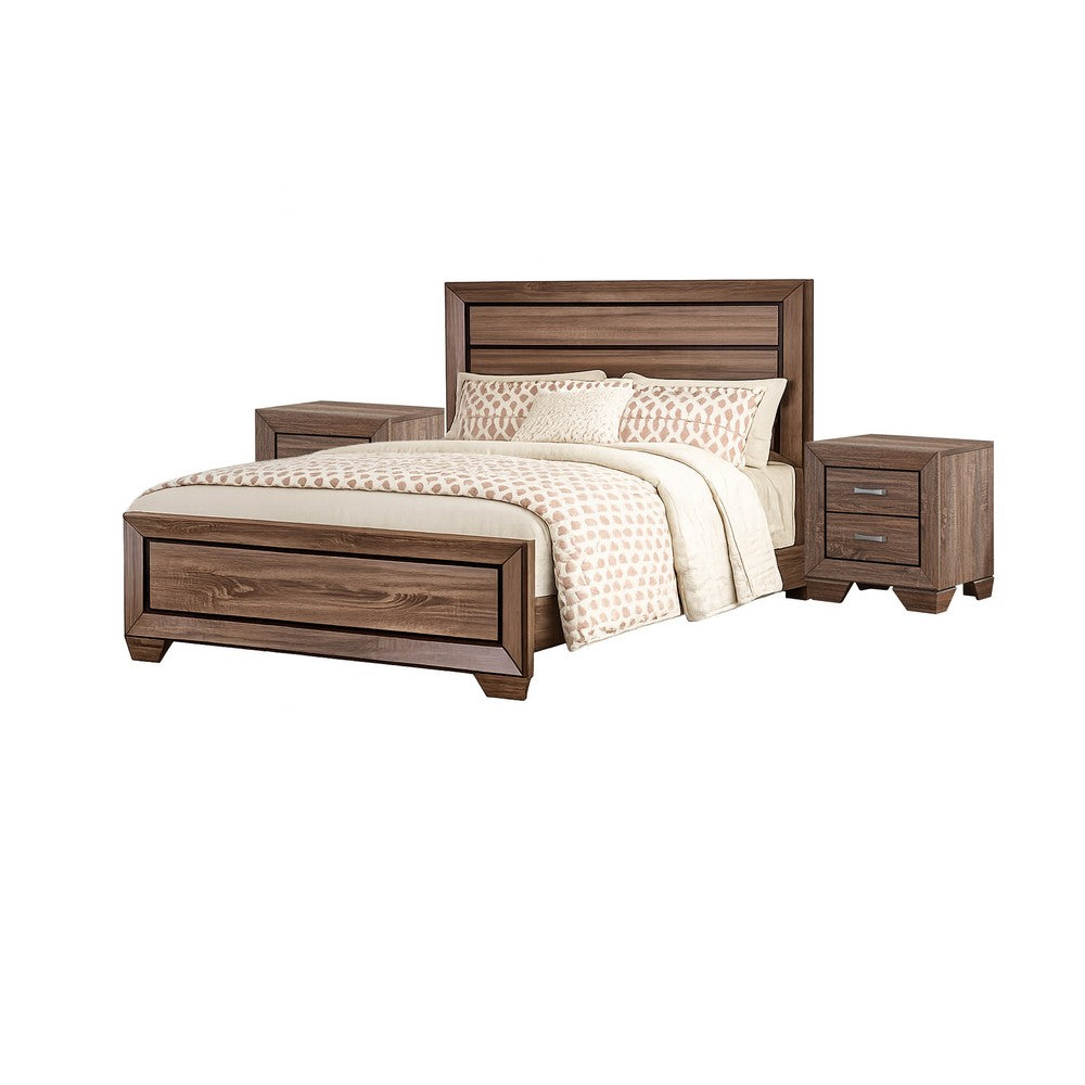 Queen Bedroom Set | Brown | 3 Piece Set with 2 Nightst&s