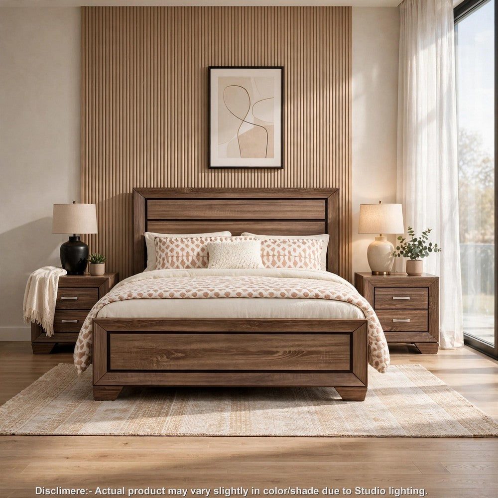 Queen Bedroom Set | Brown | 3 Piece Set with 2 Nightst&s