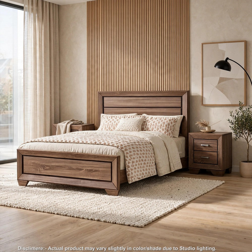 Queen Bedroom Set | Brown | 3 Piece Set with 2 Nightst&s