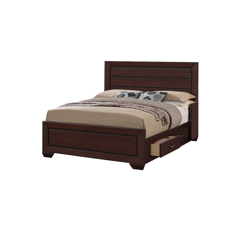 King Bedroom Set, Storage Design, Brown, 2 Piece Set with Nightstand