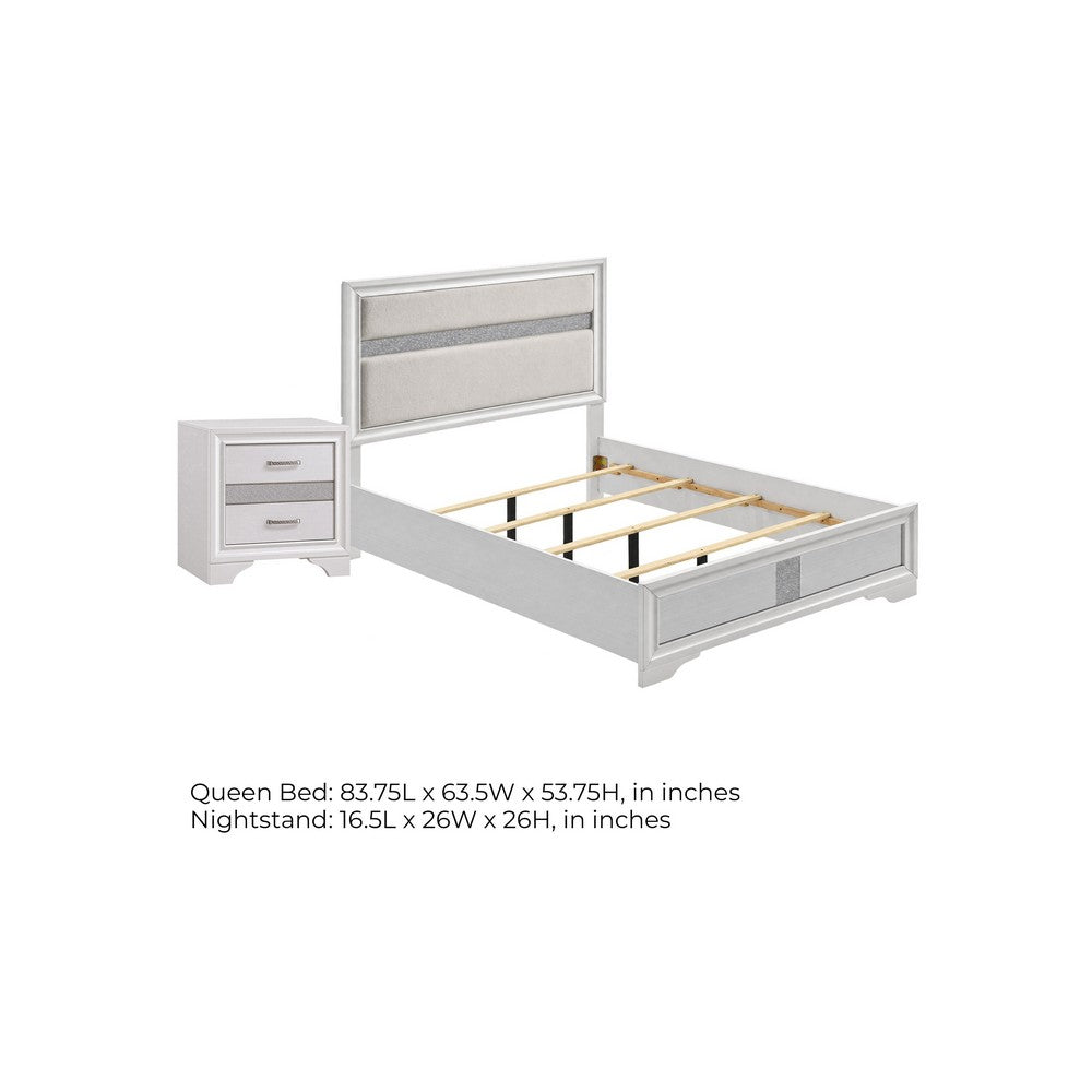 Queen Bedroom Set | White | 2 Piece Set with Nightst&
