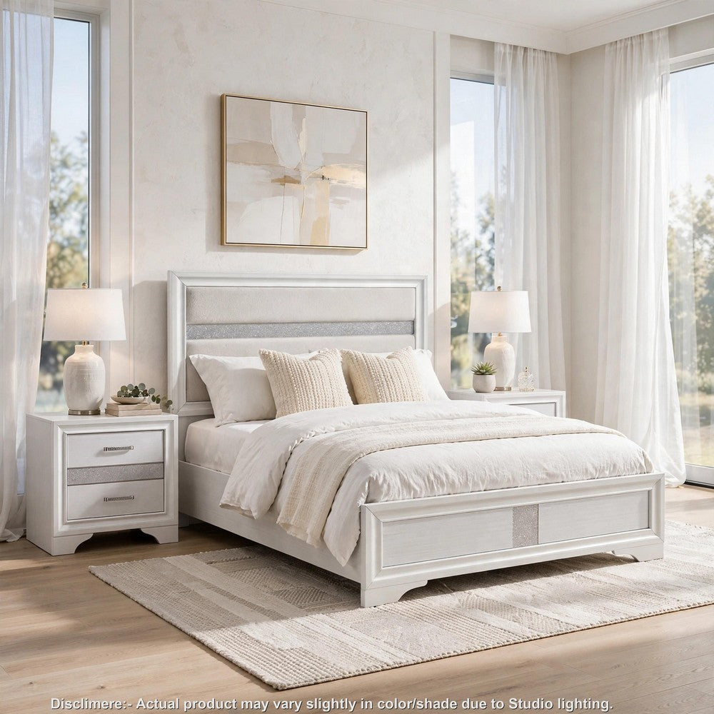 Queen Bedroom Set | White | 3 Piece Set with 2 Nightst&s