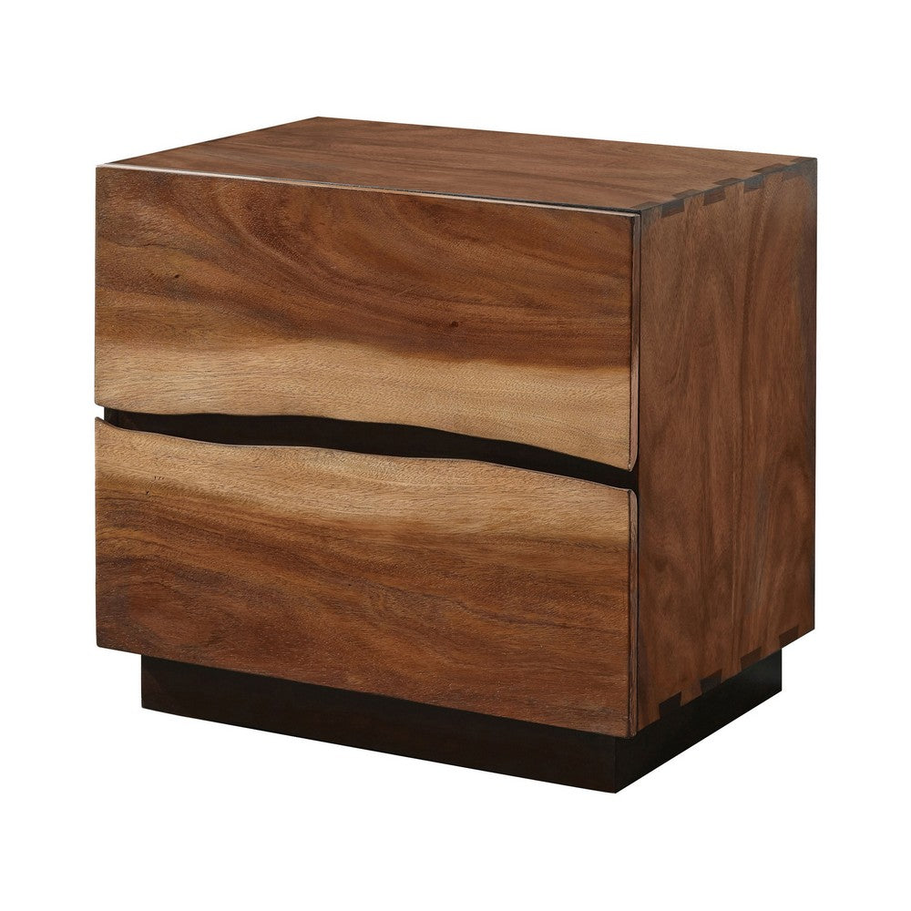 Queen Bedroom Set, Platform , Brown, 3 Piece Set with 2 Nightstands