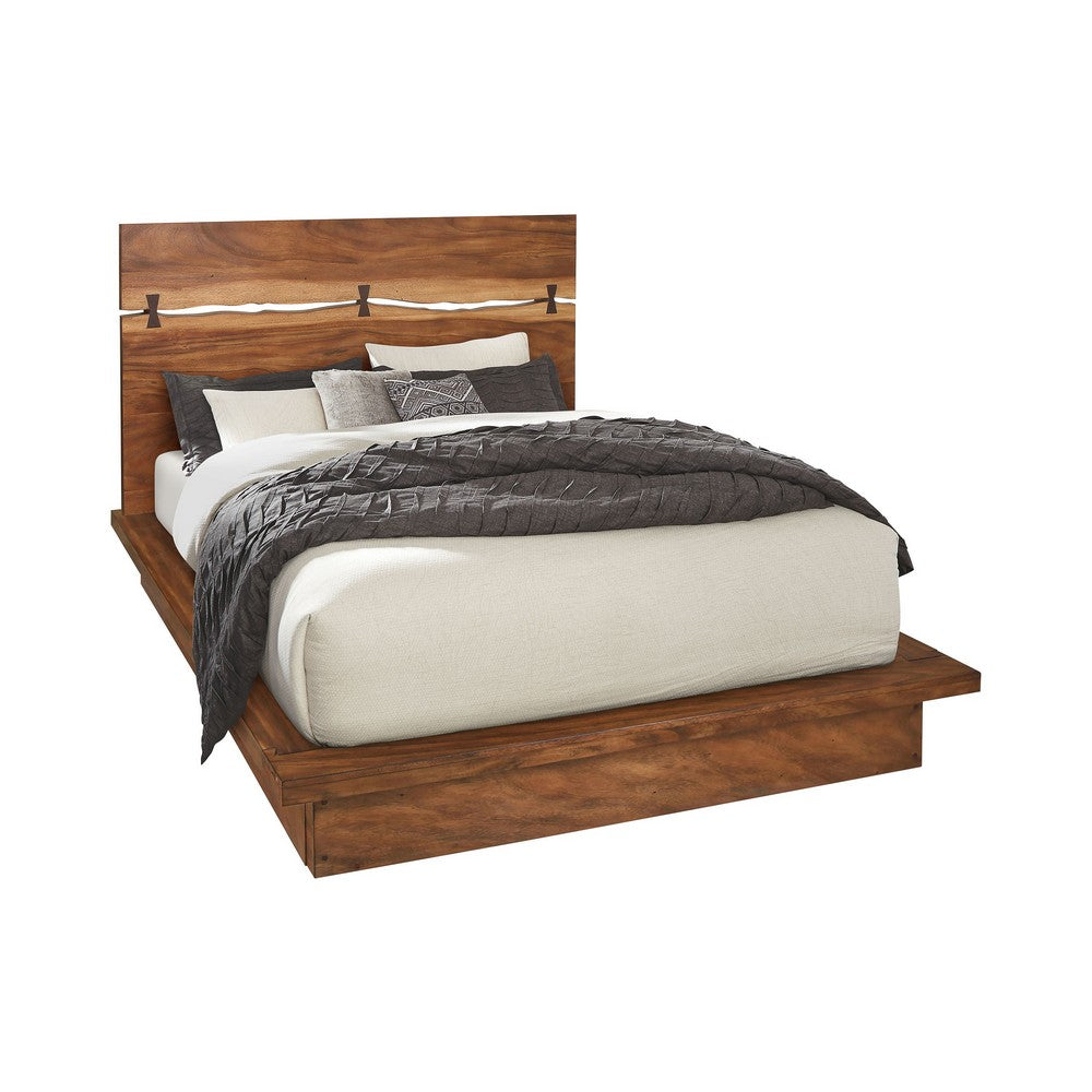 King Bedroom Set, Platform, Brown, 3 Piece Set with 2 Nightstands
