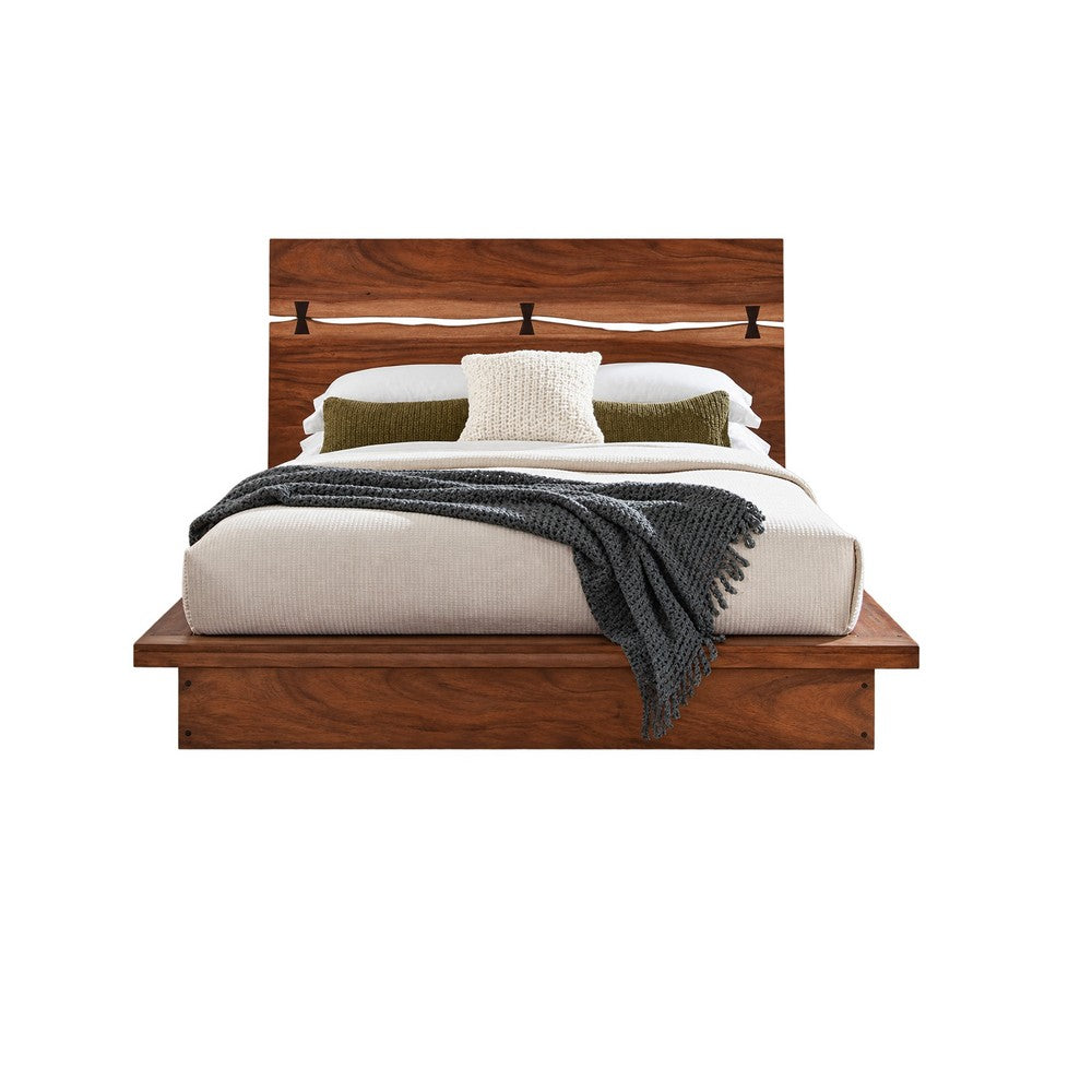 King Bedroom Set, Platform, Brown, 3 Piece Set with 2 Nightstands