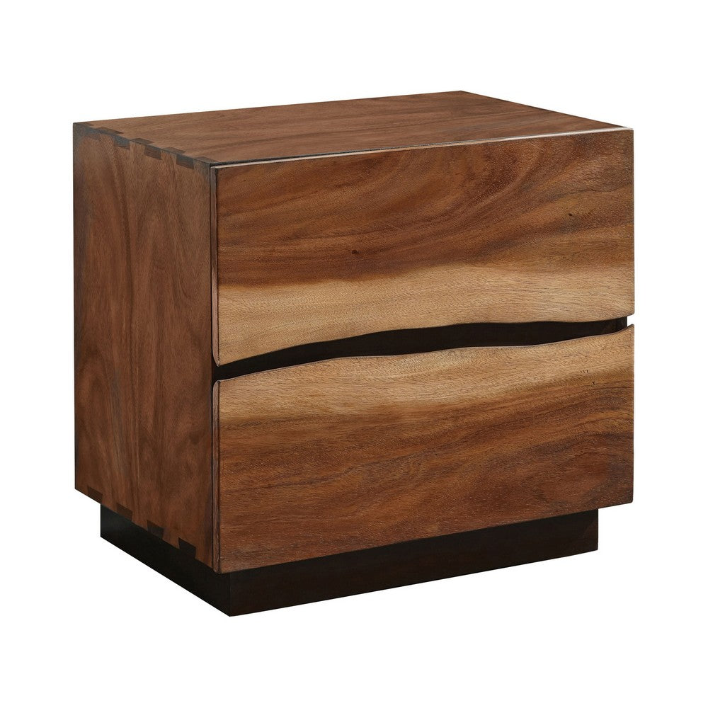 King Bedroom Set, Platform, Brown, 3 Piece Set with 2 Nightstands