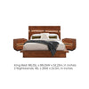 King Bedroom Set, Platform, Brown, 3 Piece Set with 2 Nightstands