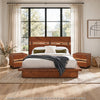 King Bedroom Set, Platform, Brown, 3 Piece Set with 2 Nightstands