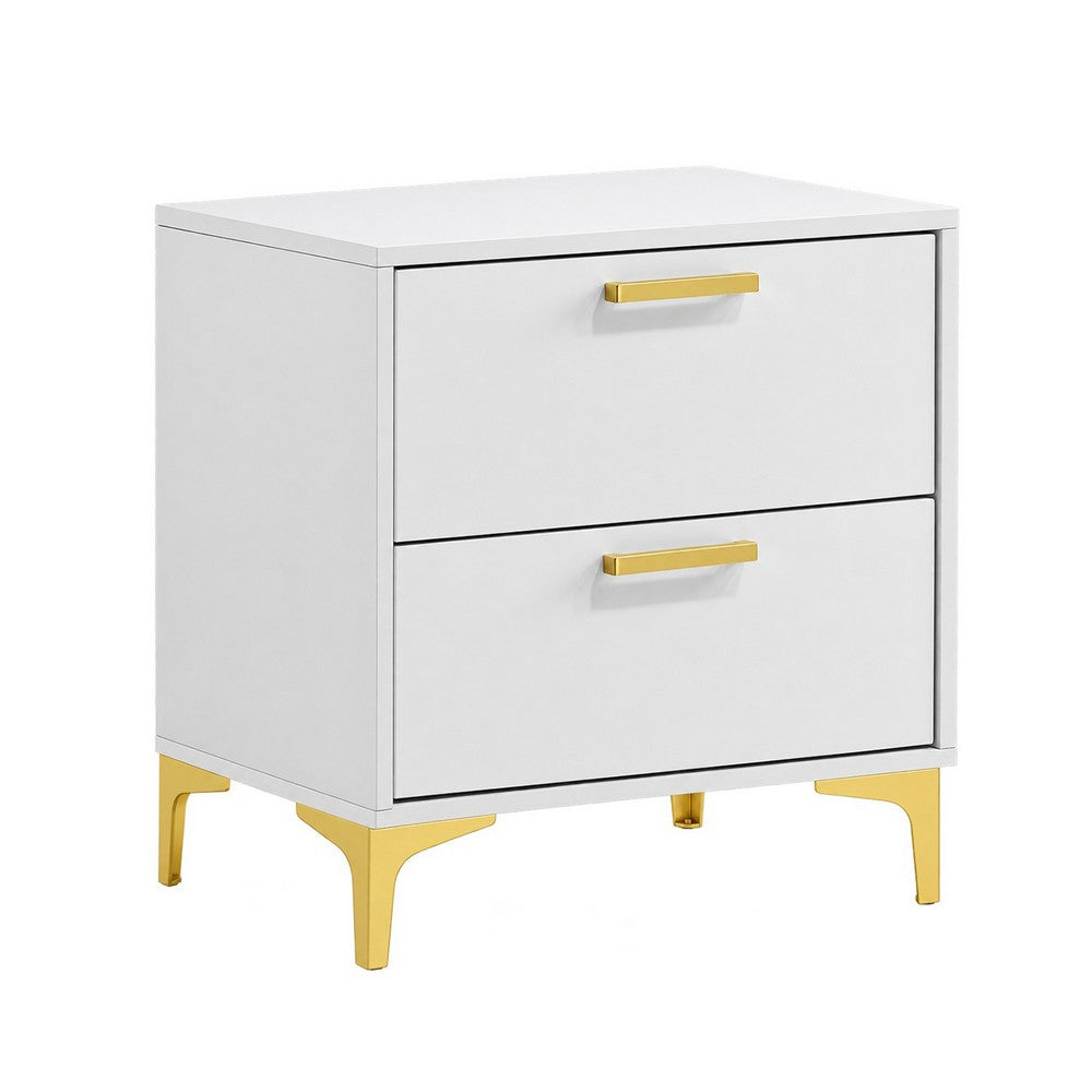 Queen Bedroom Set, White, Black and Gold, 3 Piece Set with 2 Nightstands