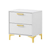 Queen Bedroom Set, White, Black and Gold, 3 Piece Set with 2 Nightstands