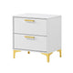 Queen Bedroom Set, White, Black and Gold, 3 Piece Set with 2 Nightstands