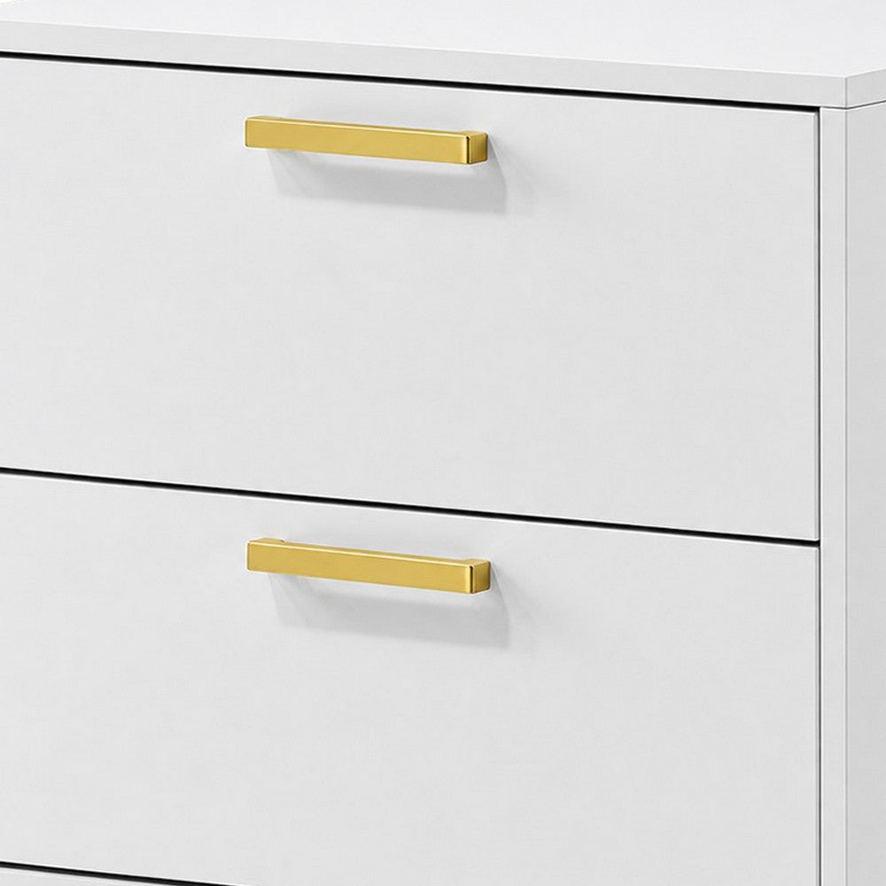 Queen Bedroom Set, White, Black and Gold, 3 Piece Set with 2 Nightstands