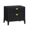 California King Bedroom Set, Black and Gold, 2 Piece Set with Nightstand