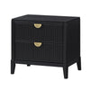 California King Bedroom Set, Black and Gold, 2 Piece Set with Nightstand